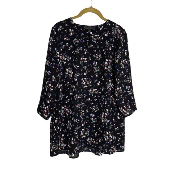 J Jill Wearever Floral Pleat Back Blouse XS - Picture 1 of 7